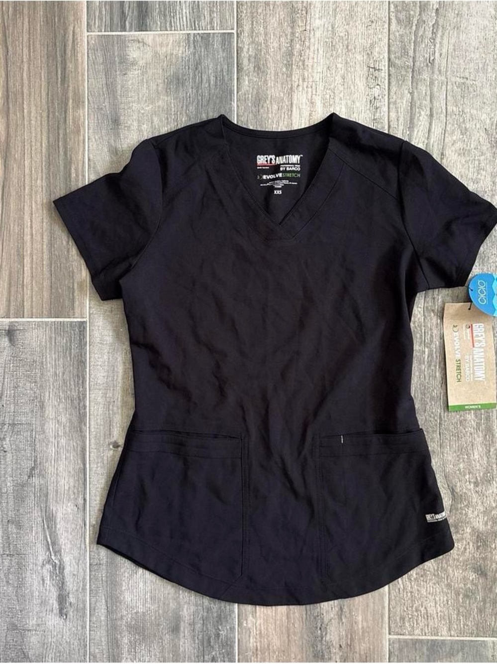 Grey's Anatomy Black V-Neck Short Sleeve Scrub Top